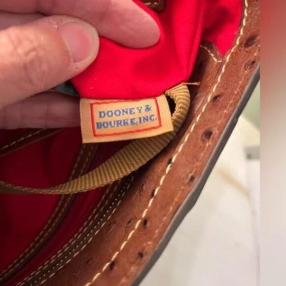 🔥🔥🔥Dooney & Bourke Ostrich collection Lexington Tote tan and brown leather - Picture 12 of 15